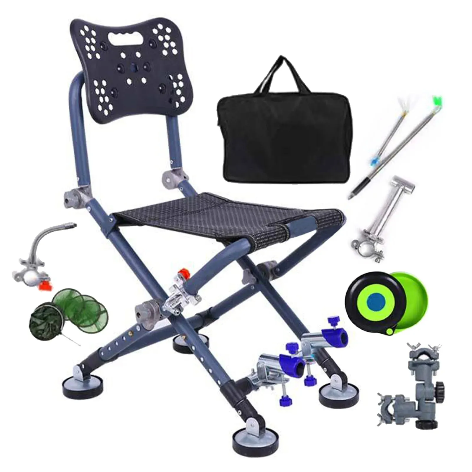 Portable Four-leg Fishing Chair Folding Fish Chair 180 Degree Adjustable Backrest Recliner Aluminum Alloy Camping Chair Stool