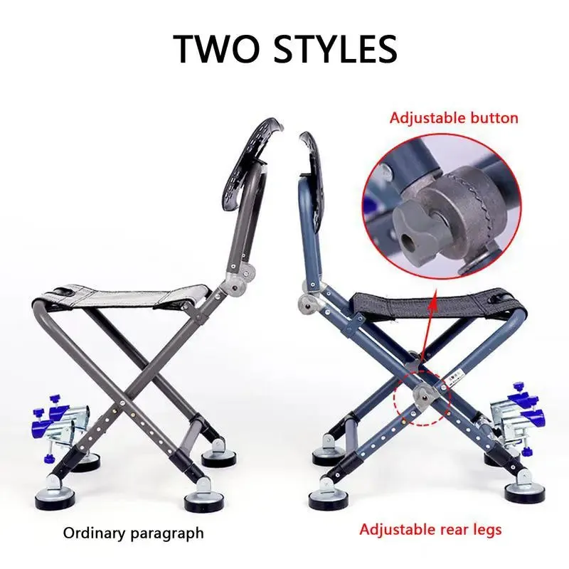Portable Four-leg Fishing Chair Folding Fish Chair 180 Degree Adjustable Backrest Recliner Aluminum Alloy Camping Chair Stool
