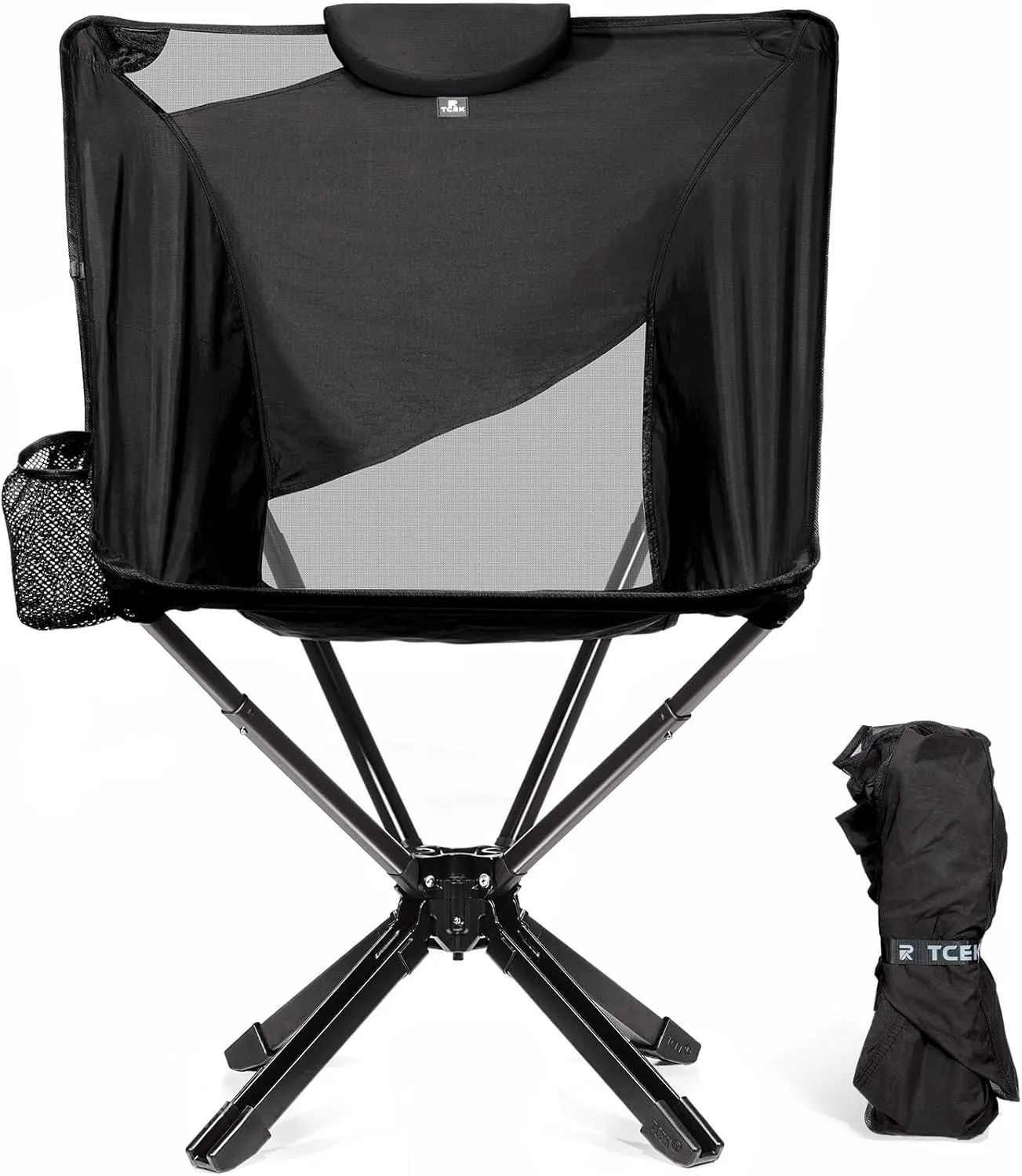 Portable High Back Camping Chair with Adjustable Height, Small Compact Outdoor Folding Chair for Adults Travel, Riselite Collapsible Lightweight Packable Camp Chairs, Easy Carry and Quick Setup