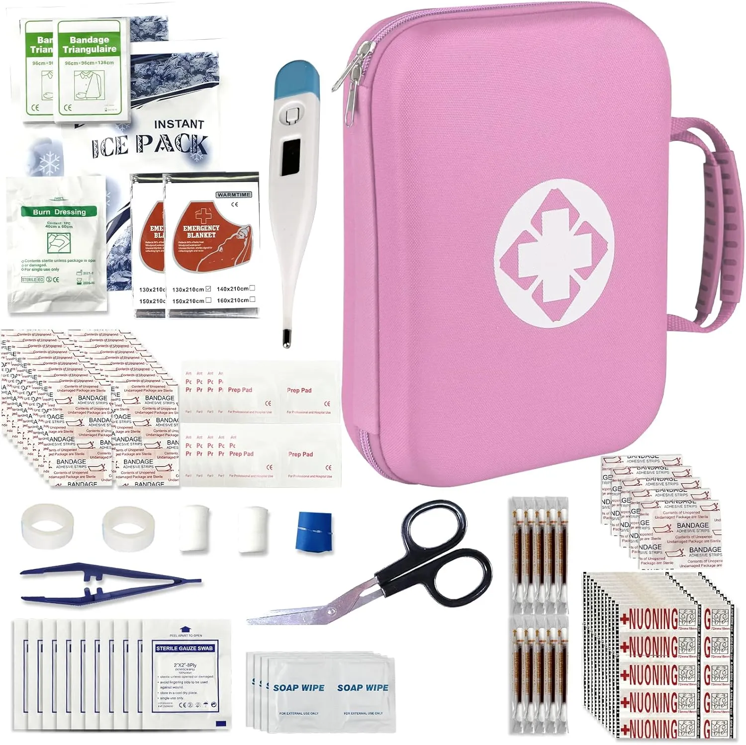 Portable-Home First-Aid Emergency-Kit Car-Travel - 299Pcs Urgent Basic First Aid Set Earthquake Emergency Kit Outdoor Backpacking Gear for Hiking Office Pink YIDERBO