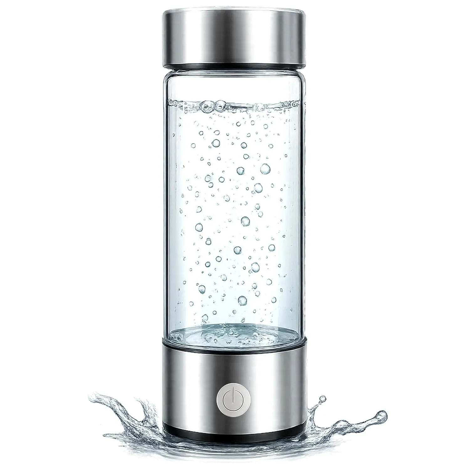 Portable Hydrogen Water Generator Bottle, Rechargeable Hydrogenated Water Bottle with SPE PEM Technology, Hydrogen Water Ionizer Cup with Food-Grade Glass, Travel-Friendly Health Water Maker