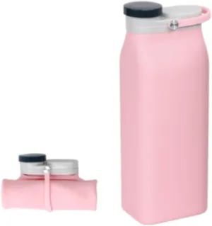 Portable Kettle Collapsible Water Bottle Flexible Silicon Outdoor Water Bottle Suitable for Gym Camping Hiking Portable Water Bottle Water Bottle (Color : Pink, Size : 400ml)