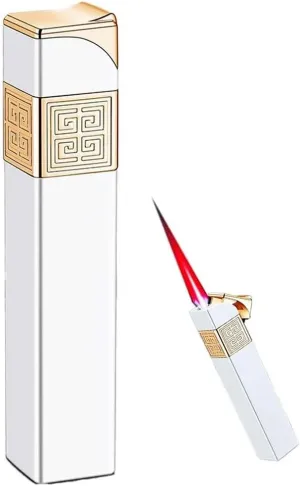 Portable Metal Windproof Red Flame Lighter, Vintage Metal Mini Refillable Lighter, Adjustable Flame, Refillable, Exquisite Relief Design, Suitable for Candle Camping (No Fuel Required)(A)