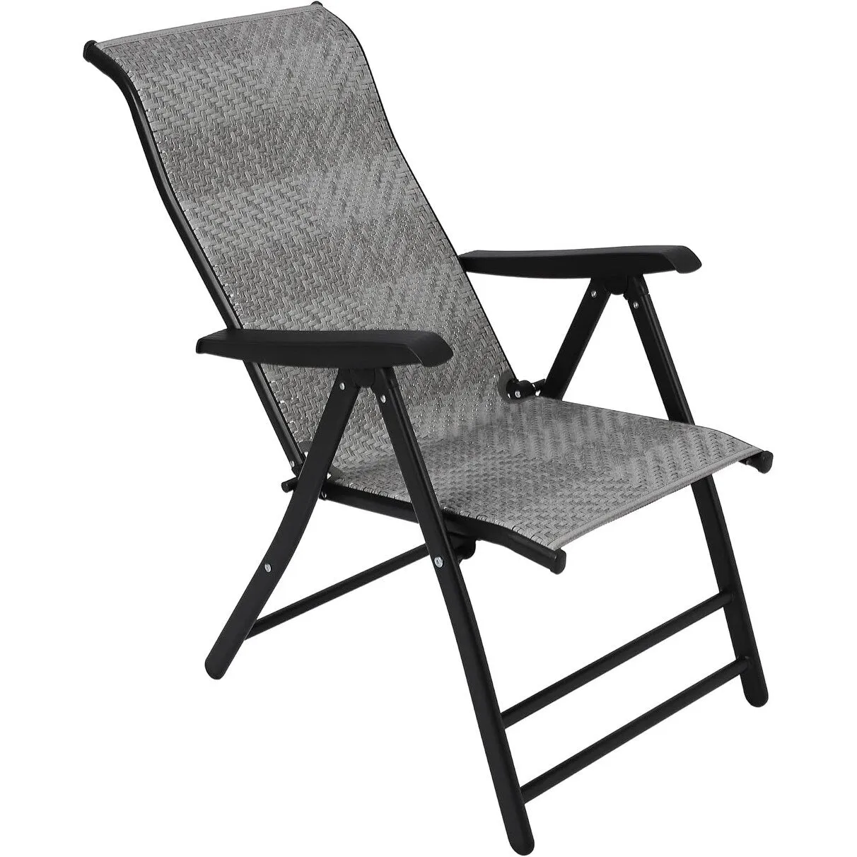 Portable Outdoor Folding Rattan Chaise Lounge Chair with Widened Armrest