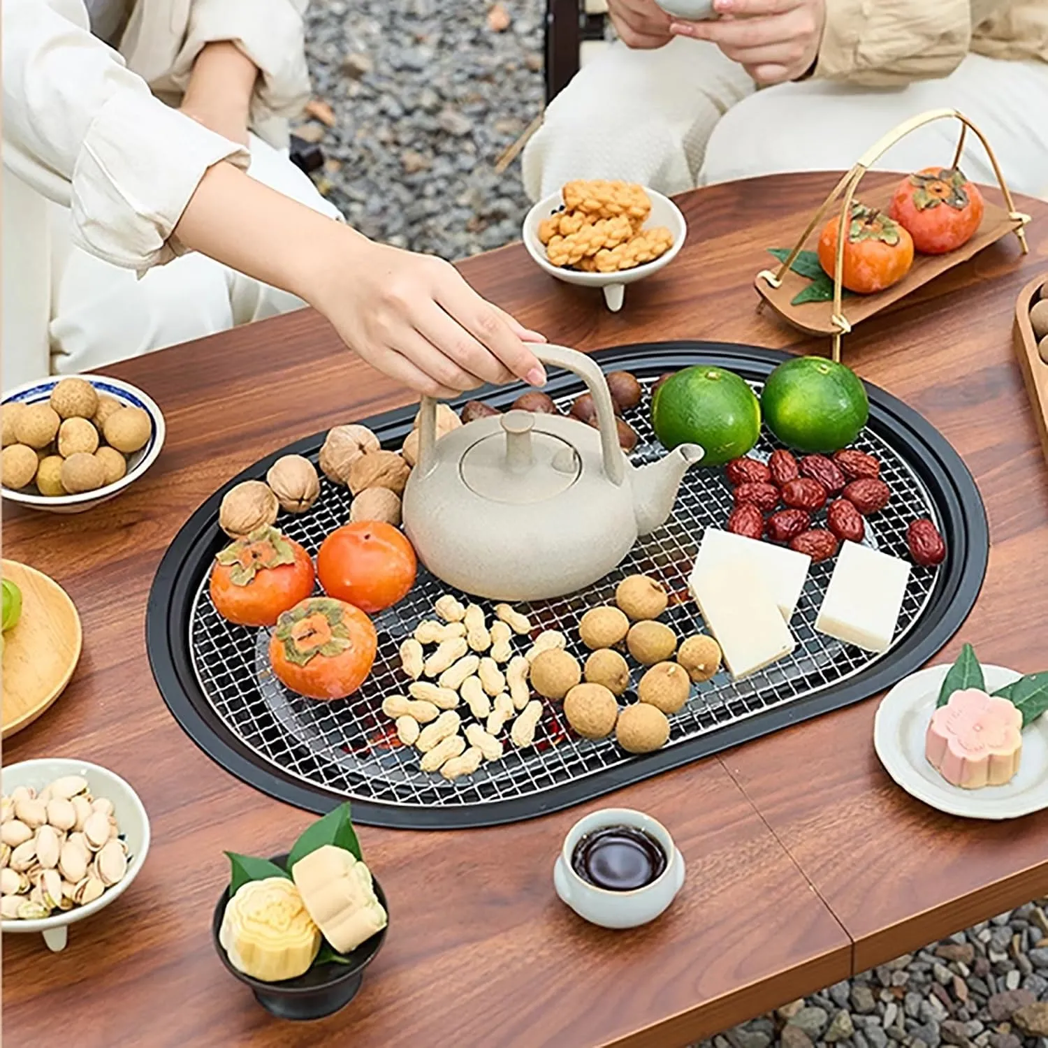 Portable Outdoor Folding Table Picnic Barbecue Grill Table Wooden Desktop Lightweight & Portable Easy to Assemble with Storage Carrying Bag for BBQ, Grill, Party, Picnics(80cm/31.5in)