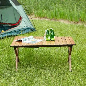 Portable Table, Folding Outdoor Table, Camp Table, Beach Table, for Indoor, Outdoor Camping, Picnics,Beach, Backyard, BBQ, Patio, Brown (37X23.43X18.5)