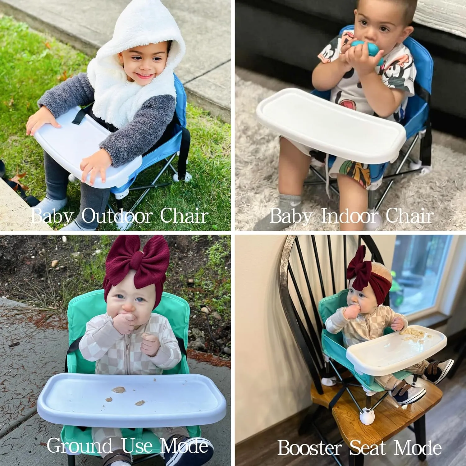 Portable Toddler Booster Seat - Easy-Fold Eating Lawn Camping Chair for Indoor and Outdoor Adventures (Purple-B)