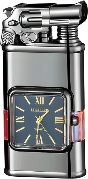 Portable Windproof Retro Lighter, Double Flame Torch Lighter, Metal Lighter, refillable Butane, Adjustable Flame Size, Gift for Men (Butane not Included)(Black)