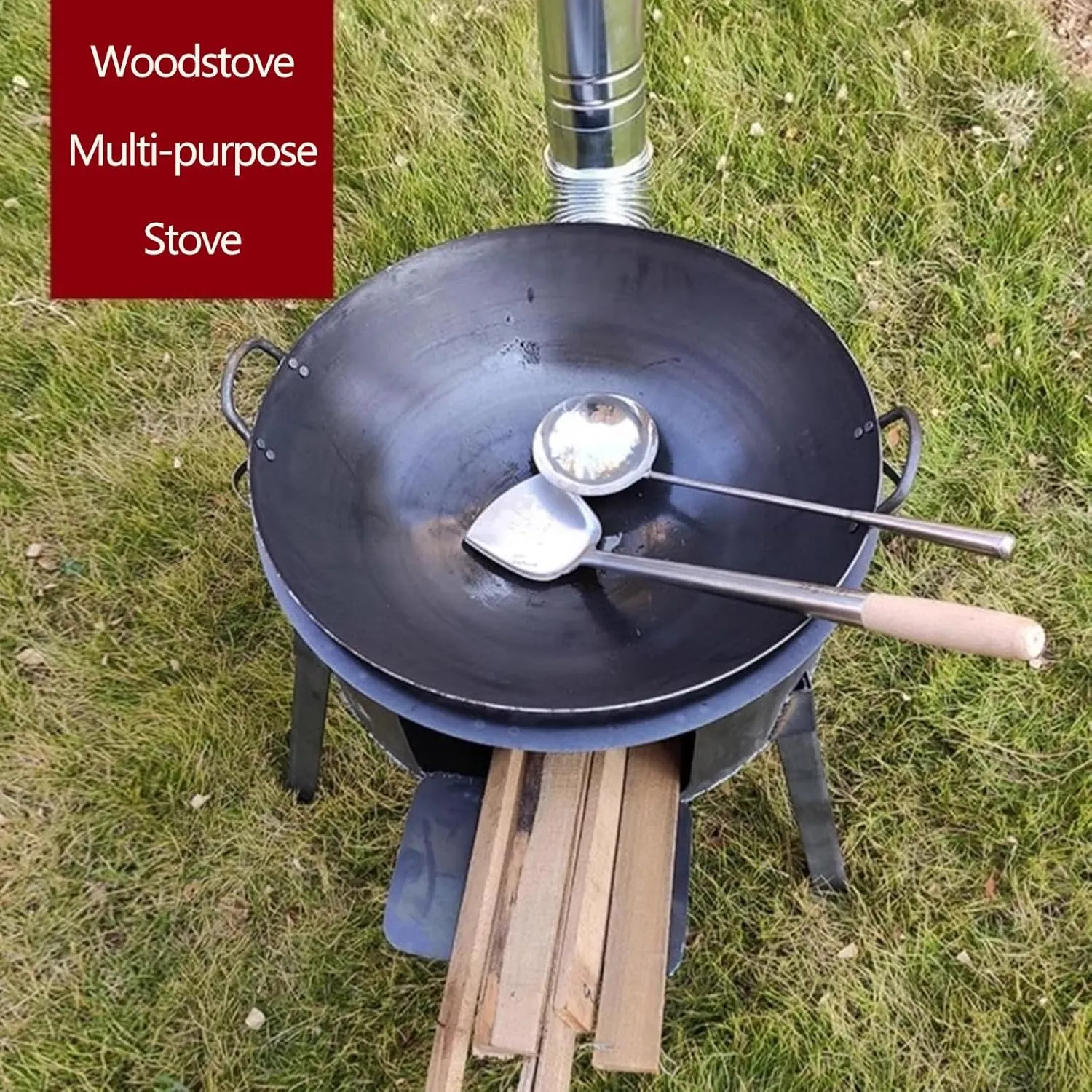 Portable Wood Stove for Camping, Portable Camping Stove with Chimney Pipe, 2.7mm Thickened Steel Plate, Camp Stove for Cooking Camping Tent Hiking Fishing(52 * 50cm)