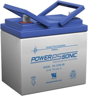 Power Sonic PS-12350 Rechargeable Sealed Lead Acid Battery 12V 35AH for General Purpose, Medical, Emergency Lighting, Fire and Security with M6 Terminals
