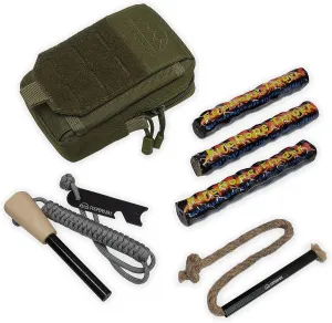 Premium Ferro Rod Fire Starter Kit | Includes Large 1/2" Ferro Rod, Tinder, Custom Carry Pouch