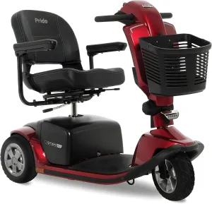 Pride Mobility Victory 10.2 3-wheel Scooter - Comfort Mobility for Adults, 40 Ah Battery, 400 Lbs Weight Capacity, 18""x17"" Fordable Seat - SC6102, Candy Apple Red