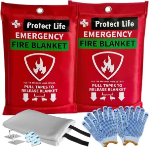 Protect Life Saving Fire Blanket Essential Safety Tools for Home, Workplace, and Travel 2 Pack 40 by 40 inches Fire Retardant Blankets Your First Line of Defense Against Emergencies