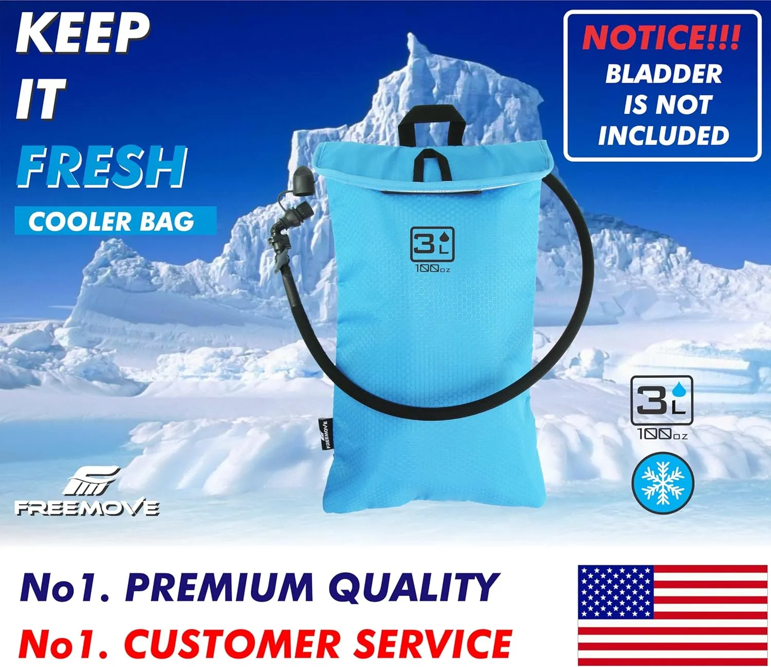 Protective Cooler Bag for 2L or 3L Hydration Water Bladder Pack > Keeps Water Cool & Protects Bladders > Thermally Insulated, Water Resistant > Ideal As a Backpack Cooler - Bladder is NOT Included