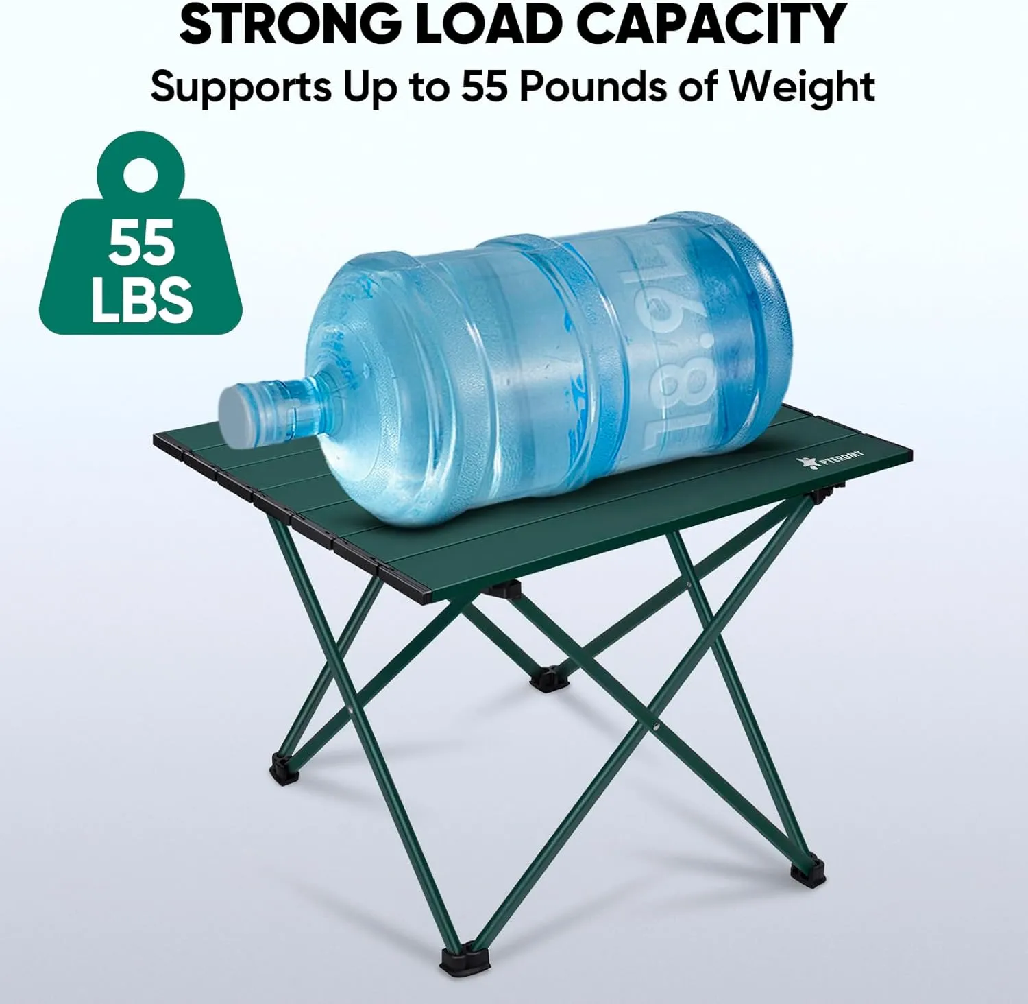 PTEROMY Folding Camping Table with Ultralight Aluminum Tabletop, Camping Side Table Portable Beach Table Outdoor Folding Table for Camping, Picnics, and BBQs (Large, Green)