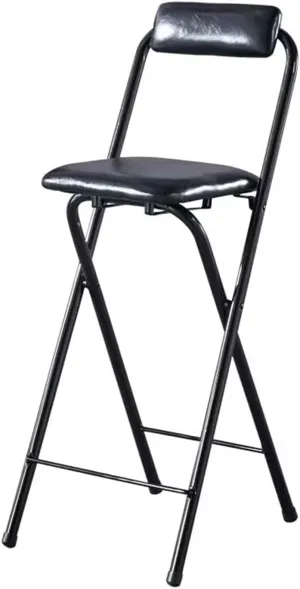 PU Leather Padded Folding Bar Stool with Backrest – Counter Height Chair for Outdoor Camping, Kitchen(Seat Height 75cm/29.5in)