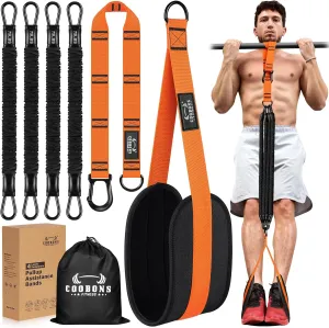 Pull Up Assistance Bands, 300lbs Heavy Duty Resistance Bands for Pull Ups with Adjustable Height, Fabric Feet Rest & Knee Support, Strength Training Pull Up Bar Assist Bands for Home Gym Workouts