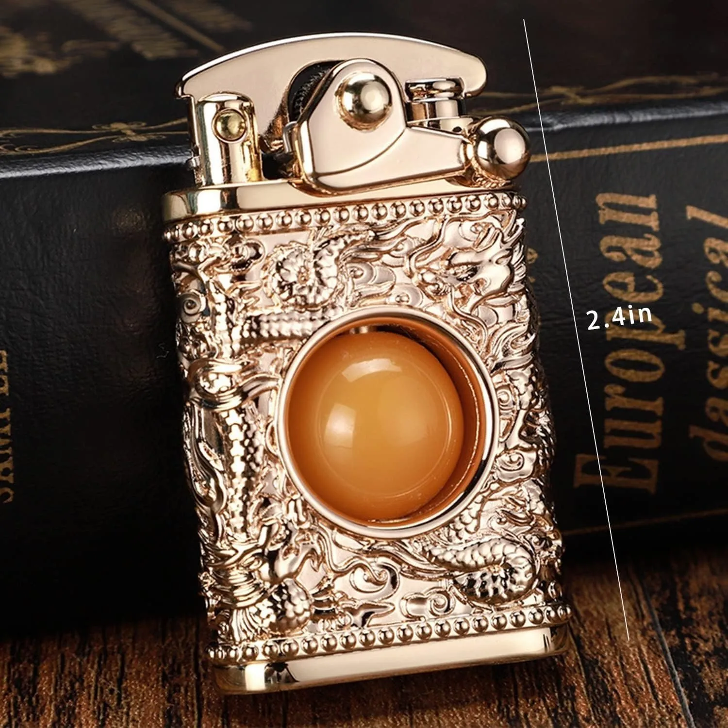 Pure Copper Torch Lighter Handmade Cool Lighter, Flint Wheel Cigarette Lighter, Kerosene Lighter, Adjustable Flame Kerosene Lighter(Gold)