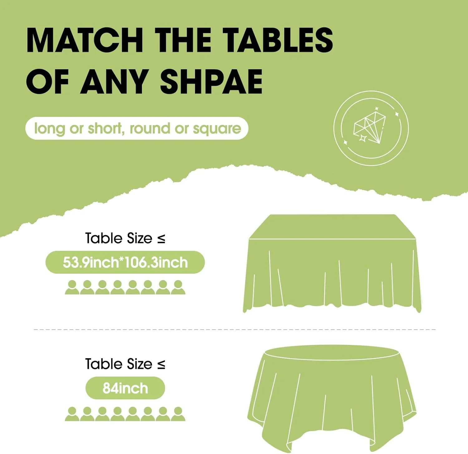 Pureegg Plastic Table Cloth Disposable 20 Pack, 54 x 108 Inch Table Cloths, St Patricks Day, Christmas Decorations, Tablecloths, Rectangle, Forest, Emerald, Plastic Cover, Leakproof & Sturdy, Green