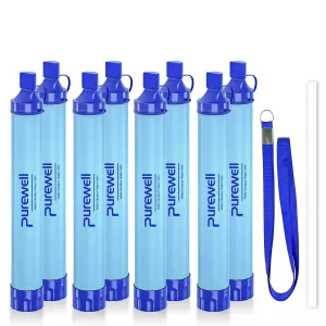 Purewell 5-Stage Survival Water Filter – 8-Pack Field Purifier Kit