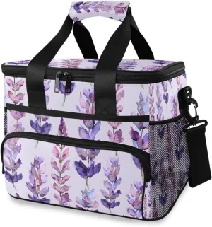 Purple Lavender Wisteria Flower Cooler Bag Insulated Cooler Soft Sided Cooler 24 Can Portable Picnic Bag Large Leakproof Lunch Bag Box for Beach Grocery Camping Travel Car Men Women