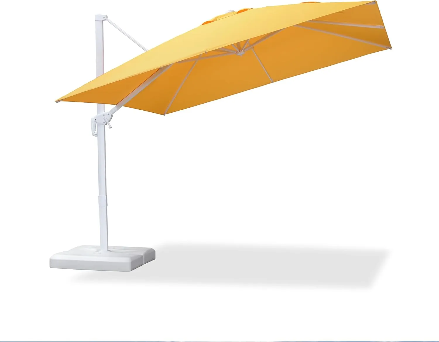PURPLE LEAF 10 FT Patio Umbrella White Cantilever Umbrella Aluminum Square Outdoor Offset Umbrella Hanging Windproof with 360° Rotation for Garden Deck Pool, Yellow