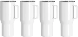 PYD Life Sublimation Tumblers Blanks with Handle 25 OZ Coffee Travel Car Stainless Steel Mugs Cups with Leakproof Lid for Mug Tumbler Heat Press Sublimation Oven Printing 4 Pack