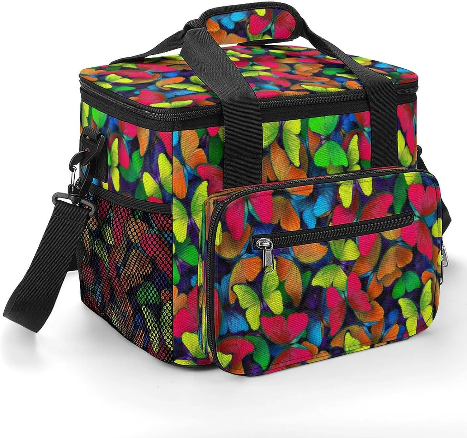 Rainbow Butterflies Morpho 22.5L Insulated Camping Coolers Bag Colorful Unique Insect Large Leakproof Ice Chest for Beach Travel Picnic