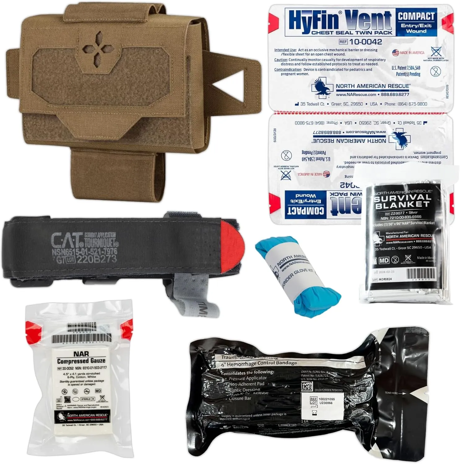 Range Battle Belt IFAK | Ambidextrous Individual First Aid Trauma Kit | Tourniquet, Trauma Dressing, Gauze (Coyote Brown)