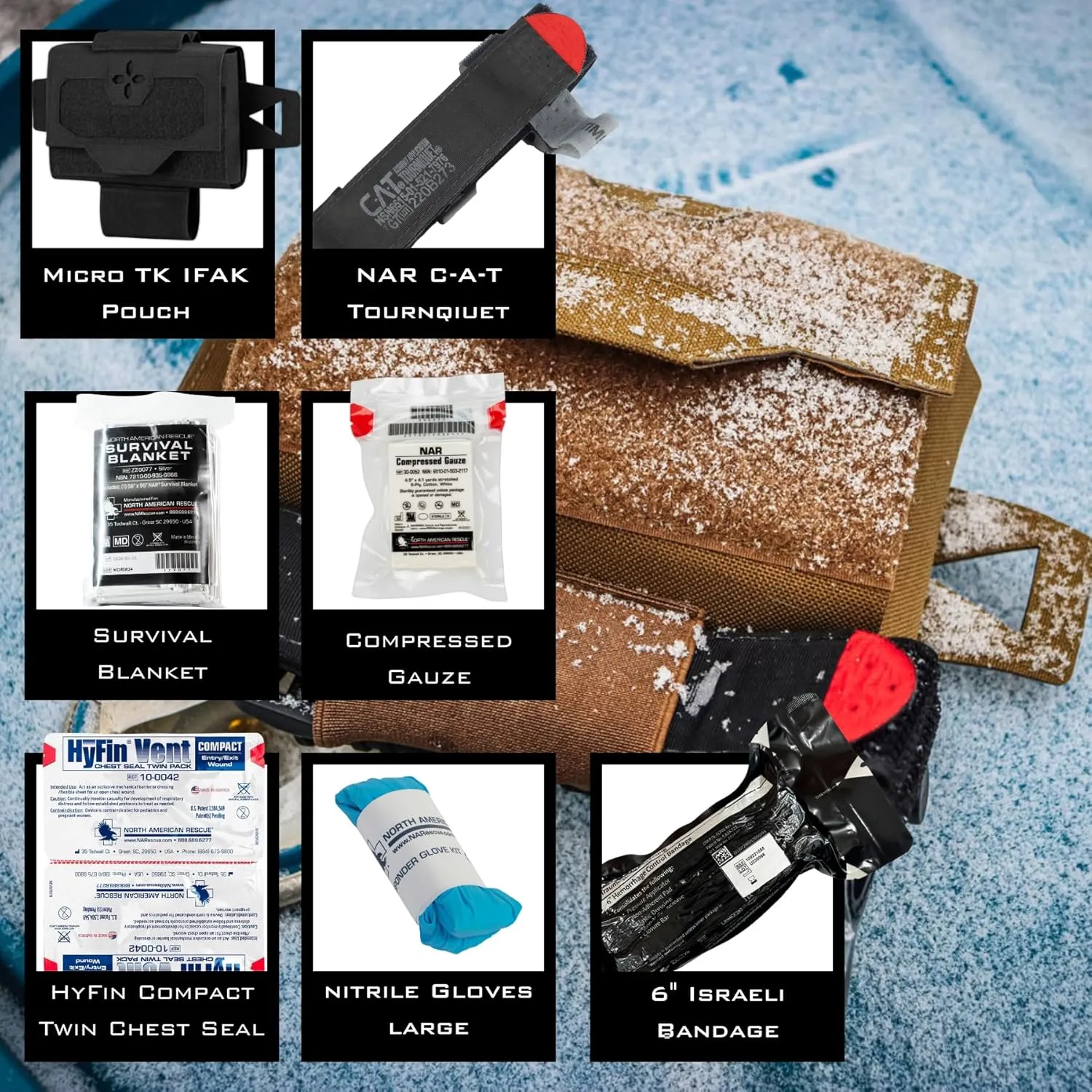Range Battle Belt IFAK | Ambidextrous Individual First Aid Trauma Kit | Tourniquet, Trauma Dressing, Gauze (Coyote Brown)