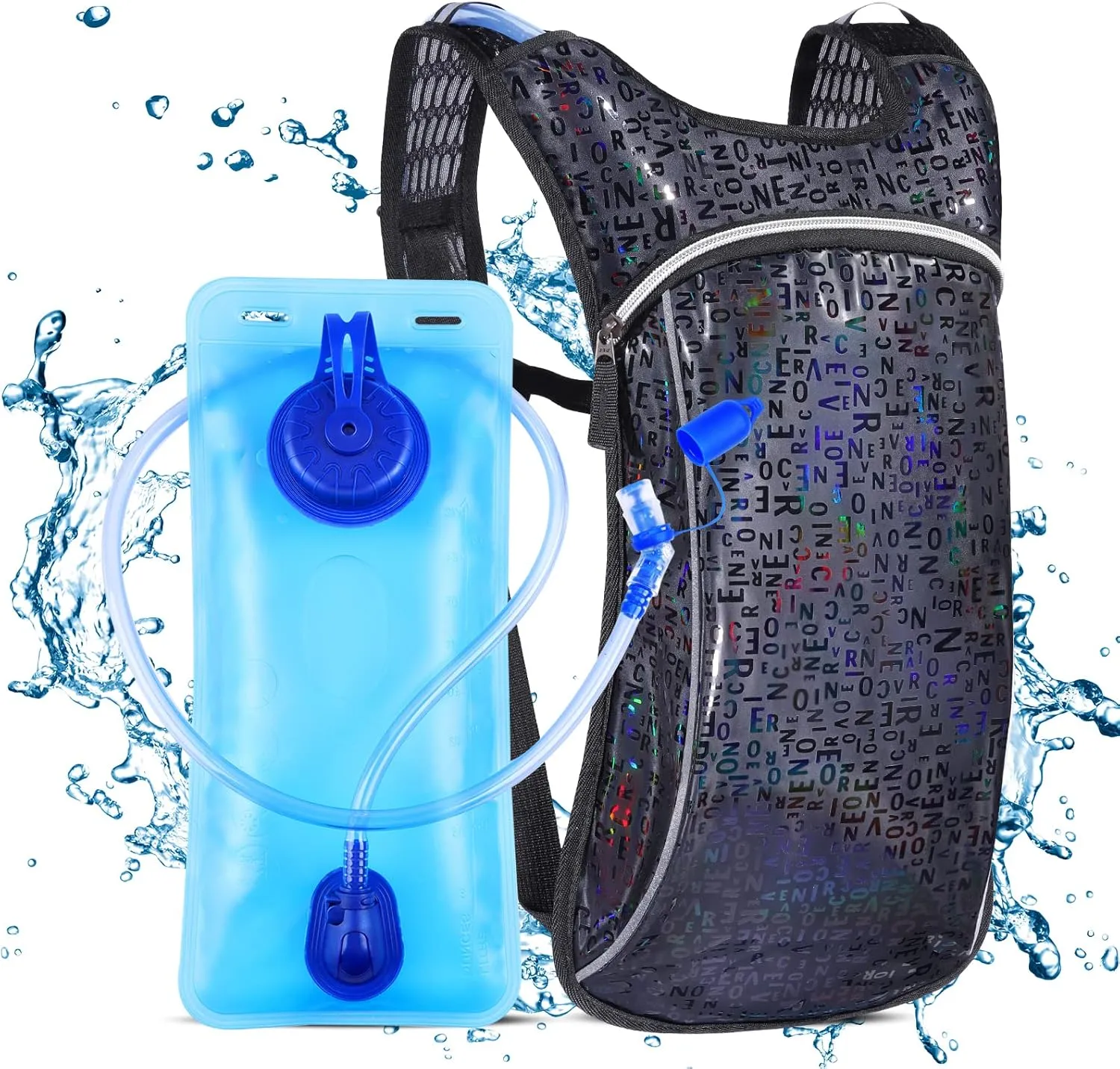 Rave Hydration Pack, Hydration Backpack with 2L Hydration Bladder, Festival Essential Water Backpack for Hiking, Running, Cycling, and Music Festivals