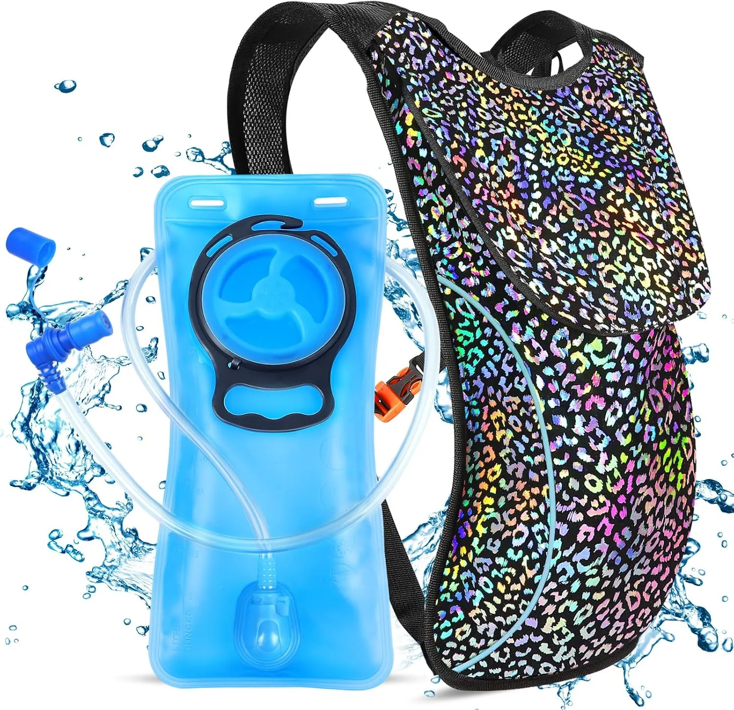 Rave Hydration Pack, Hydration Backpack with 2L Hydration Bladder, Festival Essential Water Backpack for Hiking, Running, Cycling, and Music Festivals