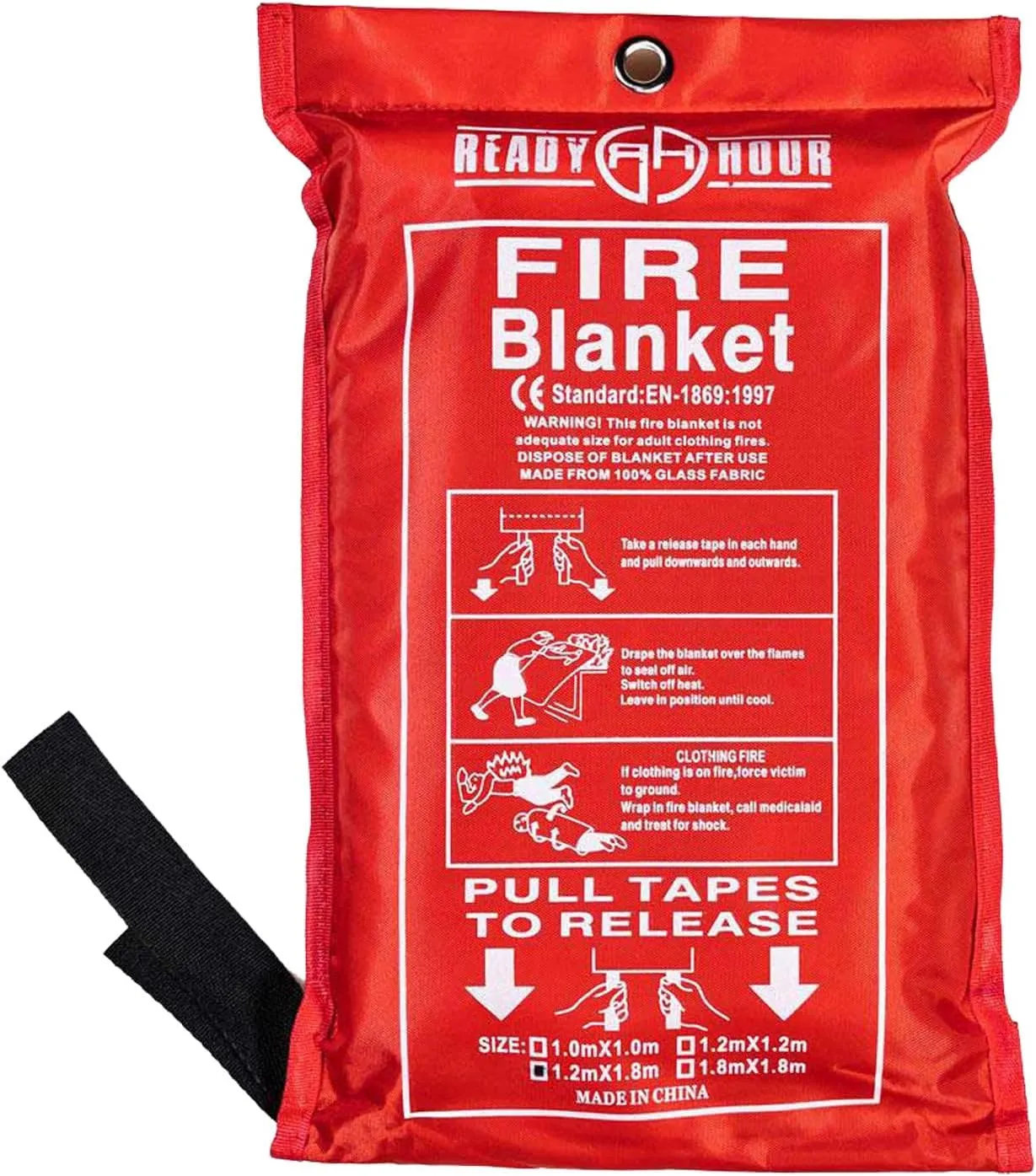 Ready Hour Fire Blanket, Large Fire Blanket (47.2 x 70.8 Inches), Fire Blanket for Kitchen, Fire Blanket for Home, Emergency Fire Blanket, Emergency Kit Essentials, Emergency Kit Items, Fire Safety