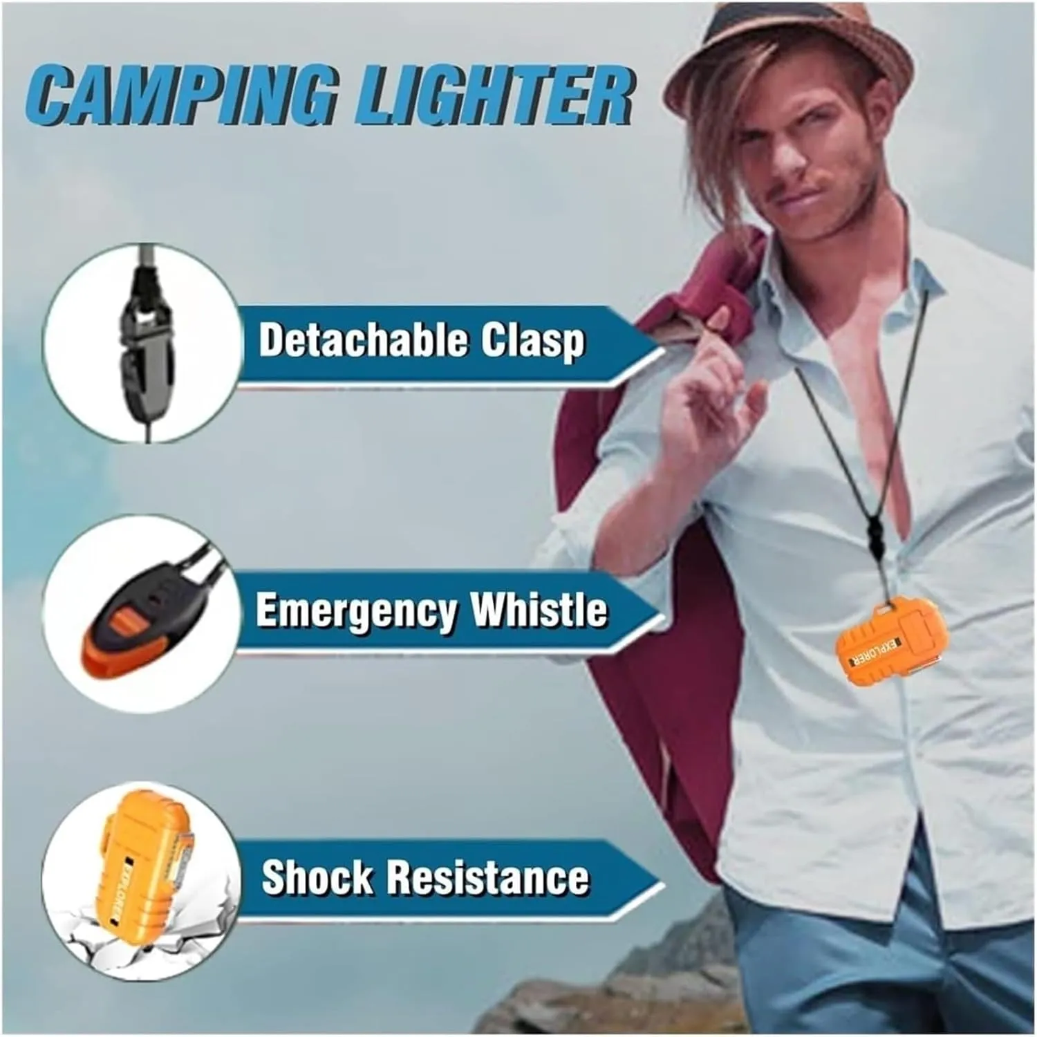 Rechargeable Butane Lighter, Windproof and Waterproof Adjustable Flame Lighter Waterproof Straight Lighter Flame Butane Lighter(Small)