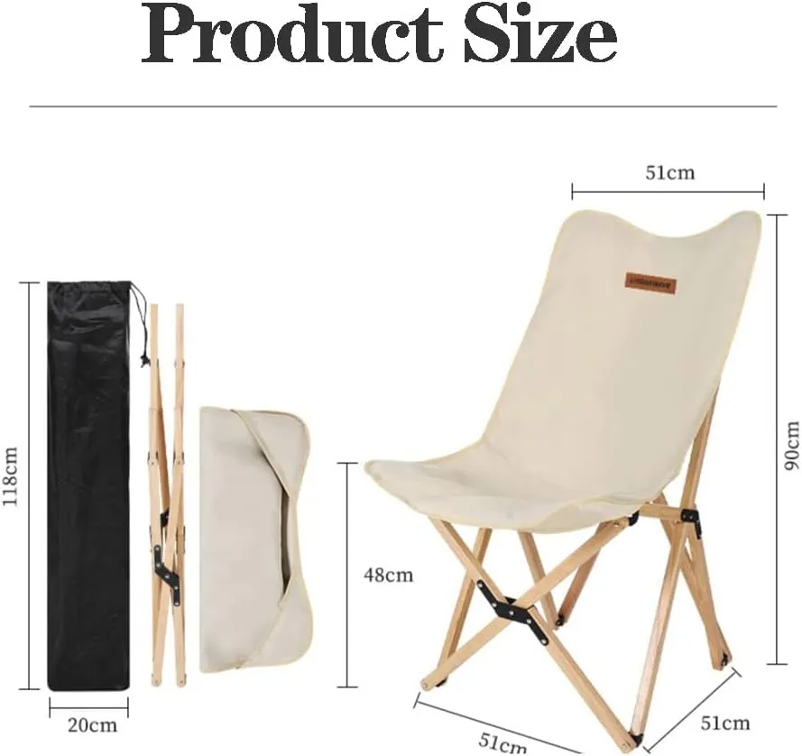 Recliner Chair,Wooden Beach Portable Camping LawnFolding Outdoor Picnic Patio Chair Butterfly Chair for Hiking BBQ Beach Traveling Picnic with Storage Bags,No Assembly Needed