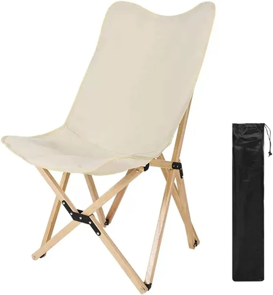 Recliner Chair,Wooden Beach Portable Camping LawnFolding Outdoor Picnic Patio Chair Butterfly Chair for Hiking BBQ Beach Traveling Picnic with Storage Bags,No Assembly Needed