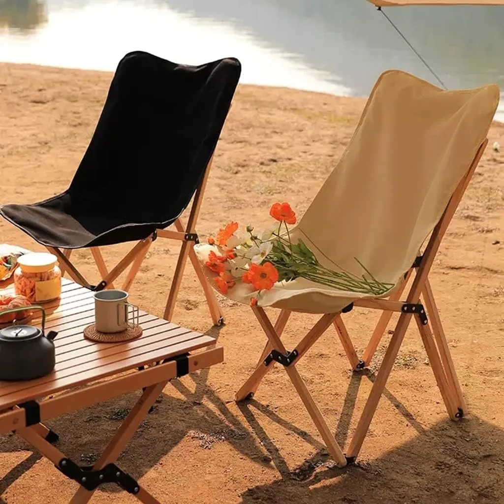 Recliner Chair,Wooden Beach Portable Camping LawnFolding Outdoor Picnic Patio Chair Butterfly Chair for Hiking BBQ Beach Traveling Picnic with Storage Bags,No Assembly Needed