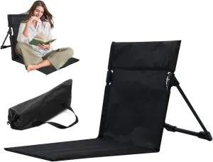 Recliners Beach Mat Recliner Lightweight Beach Mat with Backrest on e-Step Assembly Foldable Beach Mat Chair with Carry Bag for Holidays Garden Camping Park Black/3139 (Color : Black), 21213