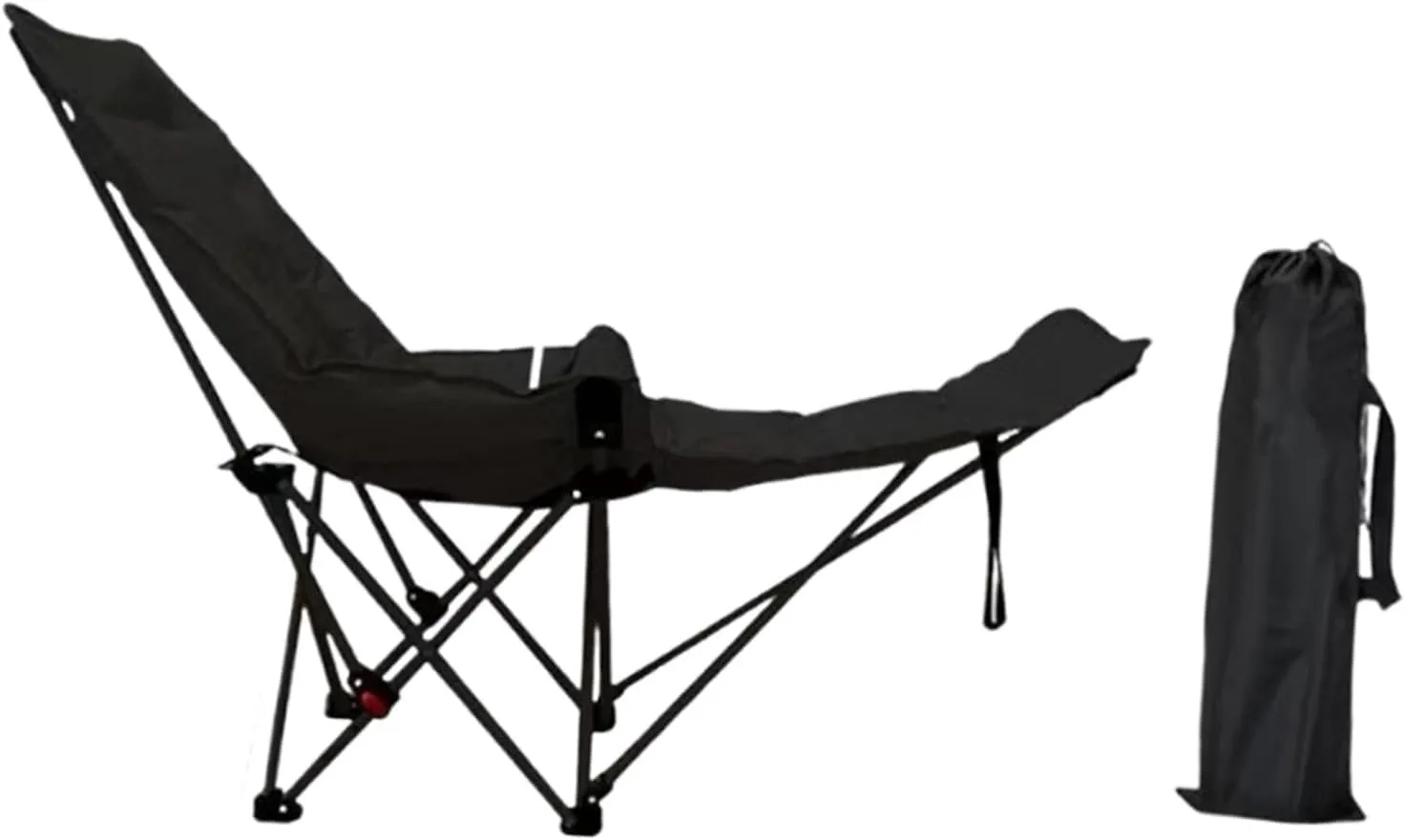 Reclining Camping Chair Foldable Folding Chaise Lounge Chair with Storage Bag with Removable Footrest for Park Outside Lawn, Black