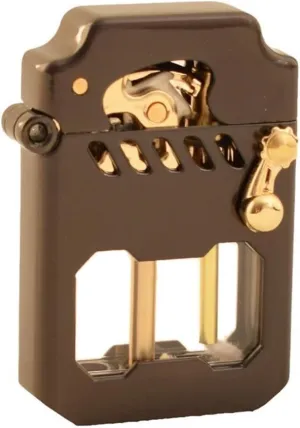 Recyclable kerosene lighter, old-fashioned metal kerosene lighter, with fuel observation window, rocker link drive gear ignition lighter, suitable for wilderness, travel, camping (excluding fuel)(Brow