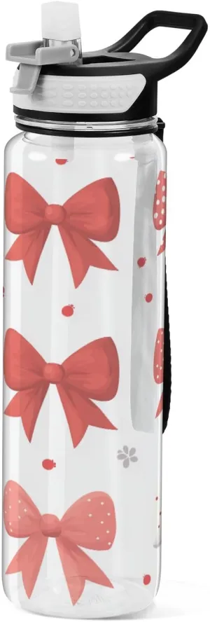 Red Bow Sports Water Bottle 32oz with Straw Lid - BPA Free Tritan Reusable Water Bottles for Gym, Hiking & Outdoor Activities（187）