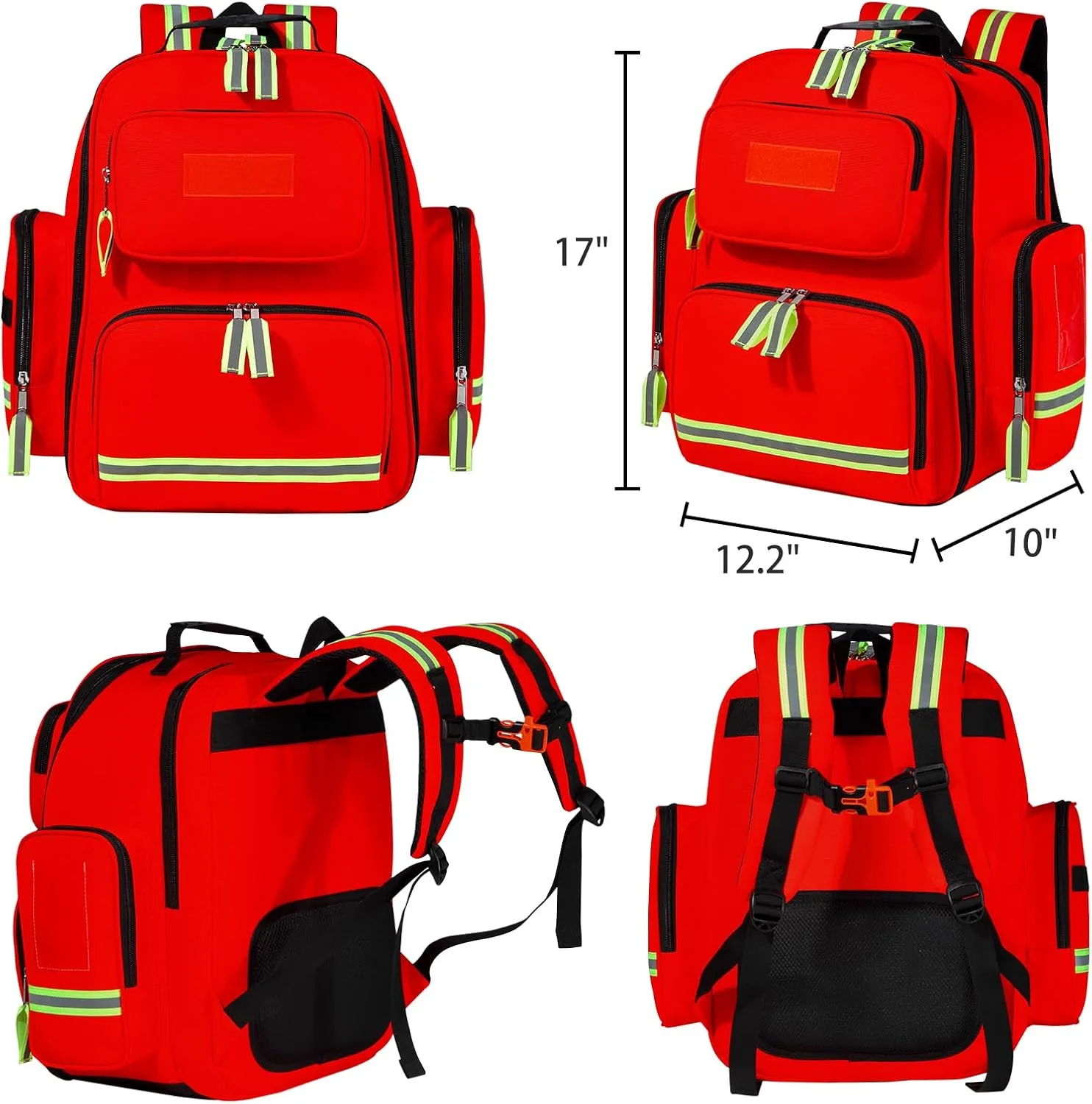 Red Cross First Aid Backpack - Multi-Pocket Emergency Medical Bag for School, Camping, Trip, Go Bag, Sports Medicine, Trauma