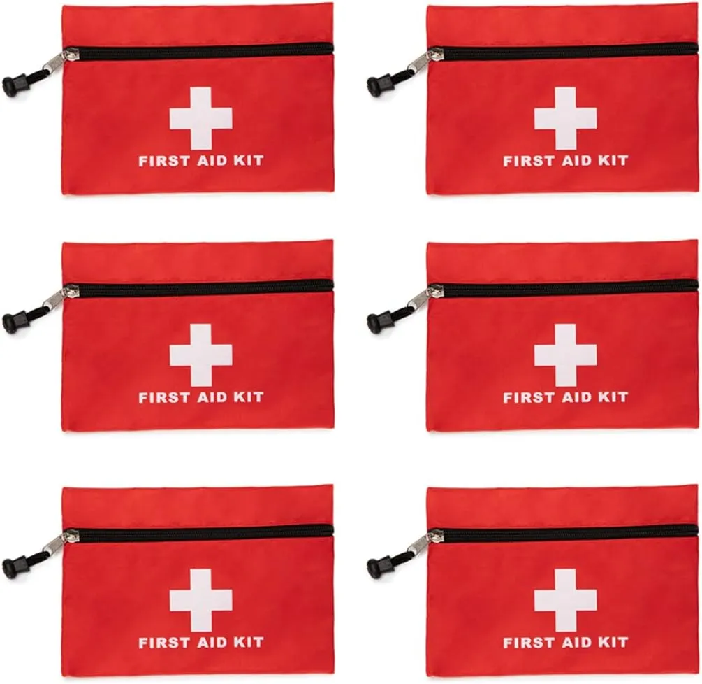 Red First Aid Bag Empty First Aid Kit Empty Waterproof First Aid Pouch Small Mini for First Aid Kits Pack Emergency Hiking Backpacking Camping Travel Car Cycling (Red, 6.3x4.3 6 Pack)