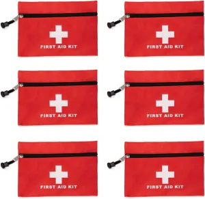 Red First Aid Bag Empty First Aid Kit Empty Waterproof First Aid Pouch Small Mini for First Aid Kits Pack Emergency Hiking Backpacking Camping Travel Car Cycling (Red, 6.3x4.3 6 Pack)
