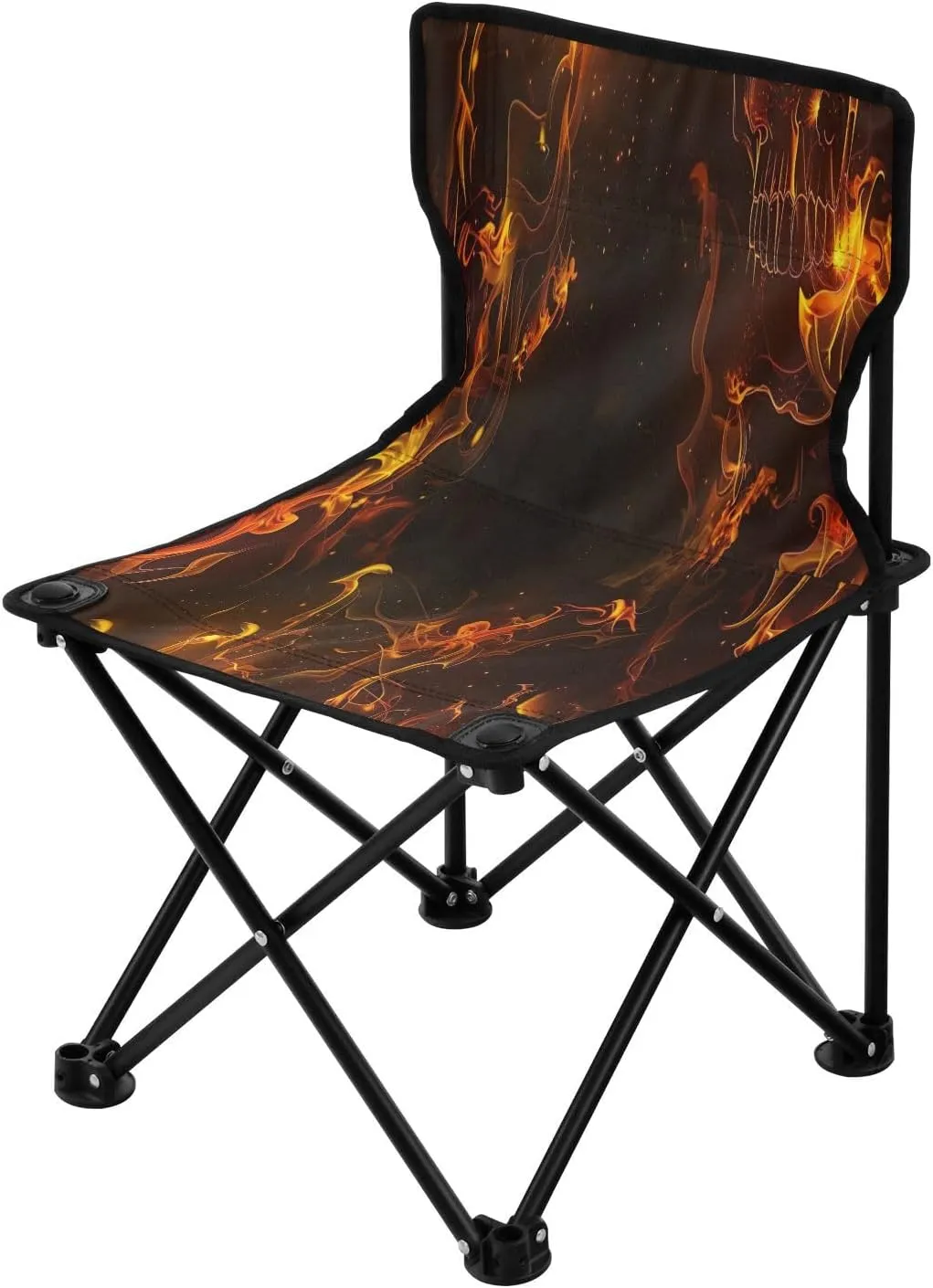 Red Skull Portable Outdoor Folding Chair Anti-Slip Padded Oxford Cloth Stool Camping Chair Small for Beach Hiking Fishing Gardening Quad Camp Chair