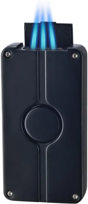 Refillable Butane Torch Lighter, Adjustable Triple Jet Flame Windproof Lighter(Black)