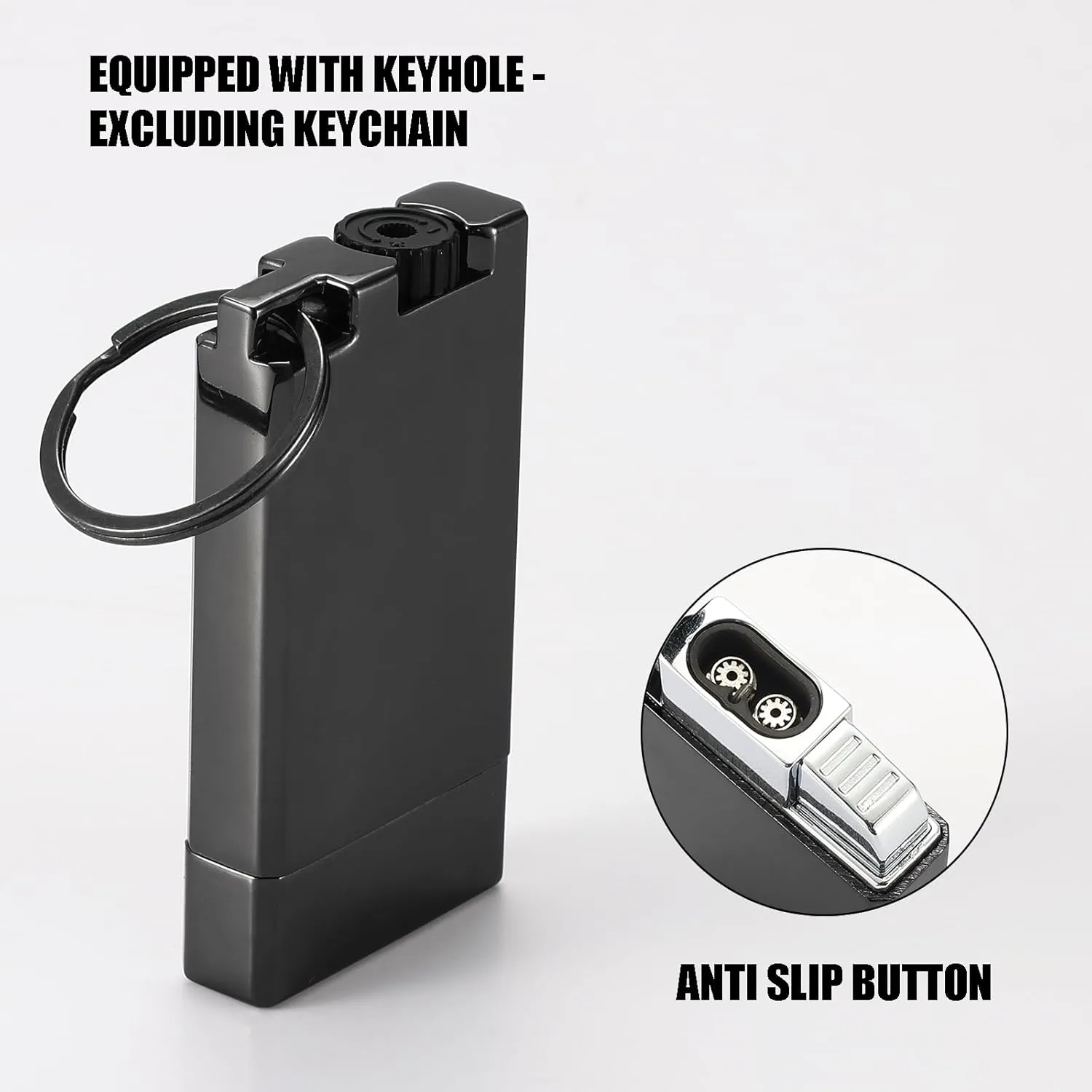 Refillable Butane Torch Lighter with Keyhole and Visible Window, 2 Pack Adjustable Pocket Lighter and Perfect for Men, 1-Year Warranty, Great Gift Idea! Without Gas(Grey)