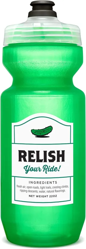 Relish Your Ride 22 Ounce Purist Water Bottle with MoFLo Cap, Resists Stains & Tastes Better. Flexible Bicycle Bottle. Don't Forget to Hydrate