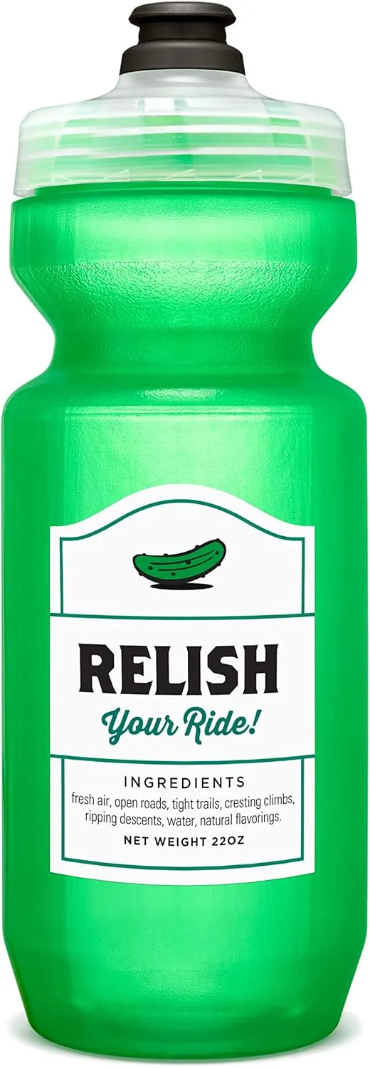 Relish Your Ride 22 Ounce Purist Water Bottle with MoFLo Cap, Resists Stains & Tastes Better. Flexible Bicycle Bottle. Don't Forget to Hydrate
