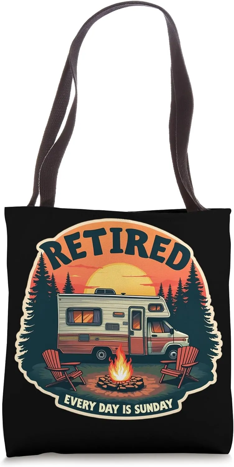 Retired Every Day Is Sunday Funny RV Camping Retirement Tote Bag